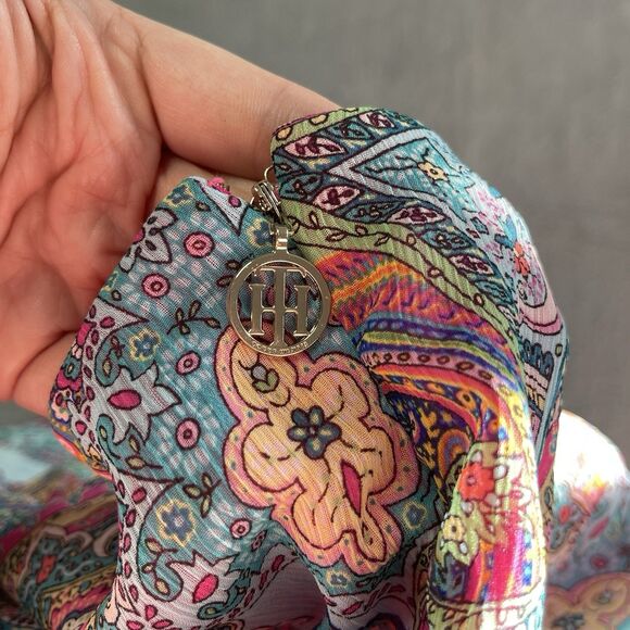 Tommy Hilfiger Women’s Pink Paisley Wrap Asymmetrical Dress Size 16 Fairycore - Picture 9 of 11